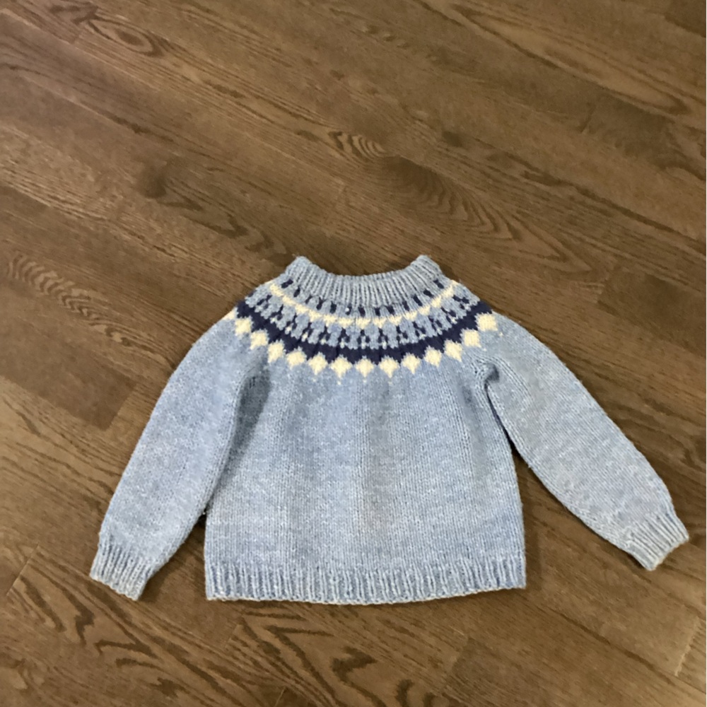 Handmade vintage Blue Patterned Sweater